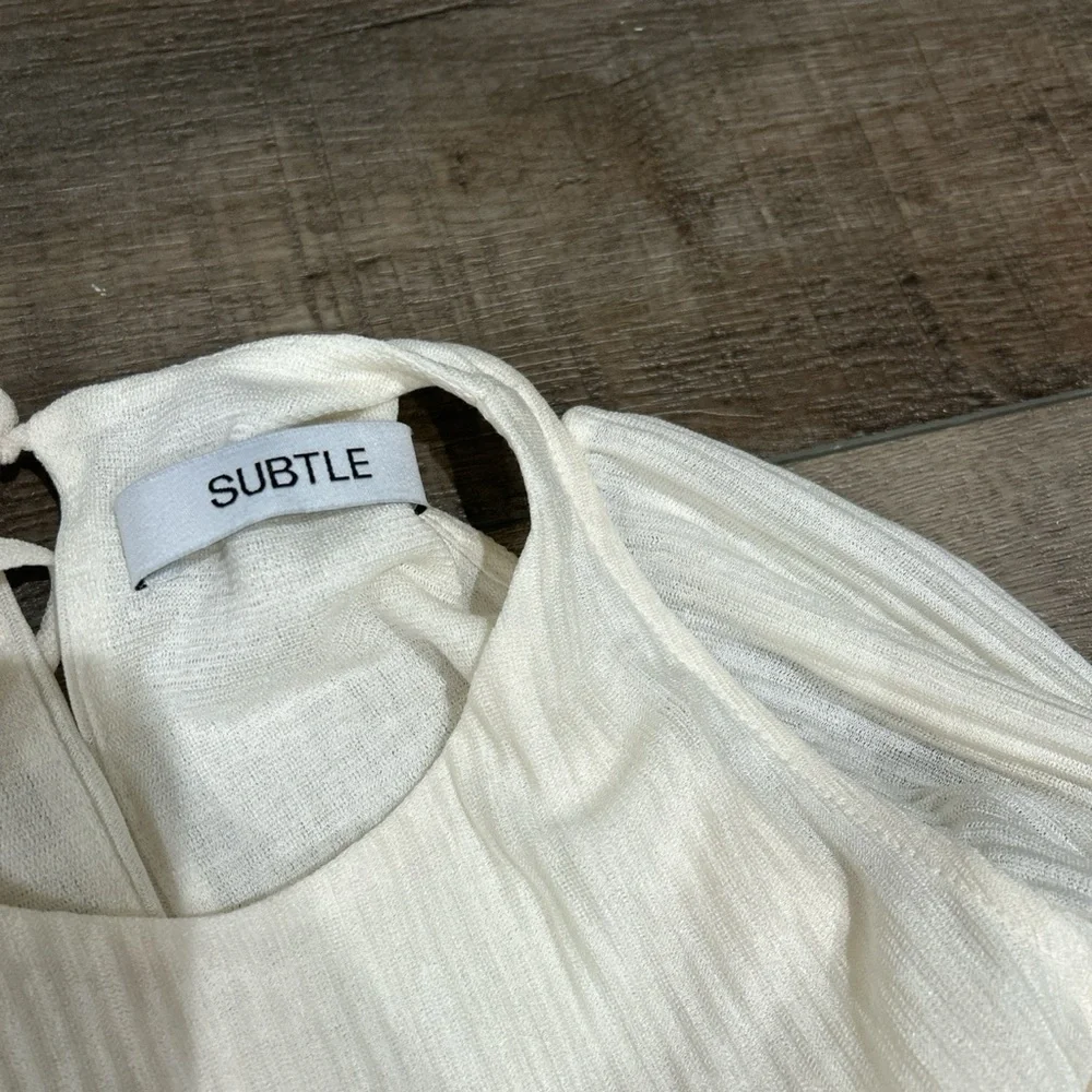 Subtle Studios tie front plisse maxi dress in off white - Picture 7 of 10